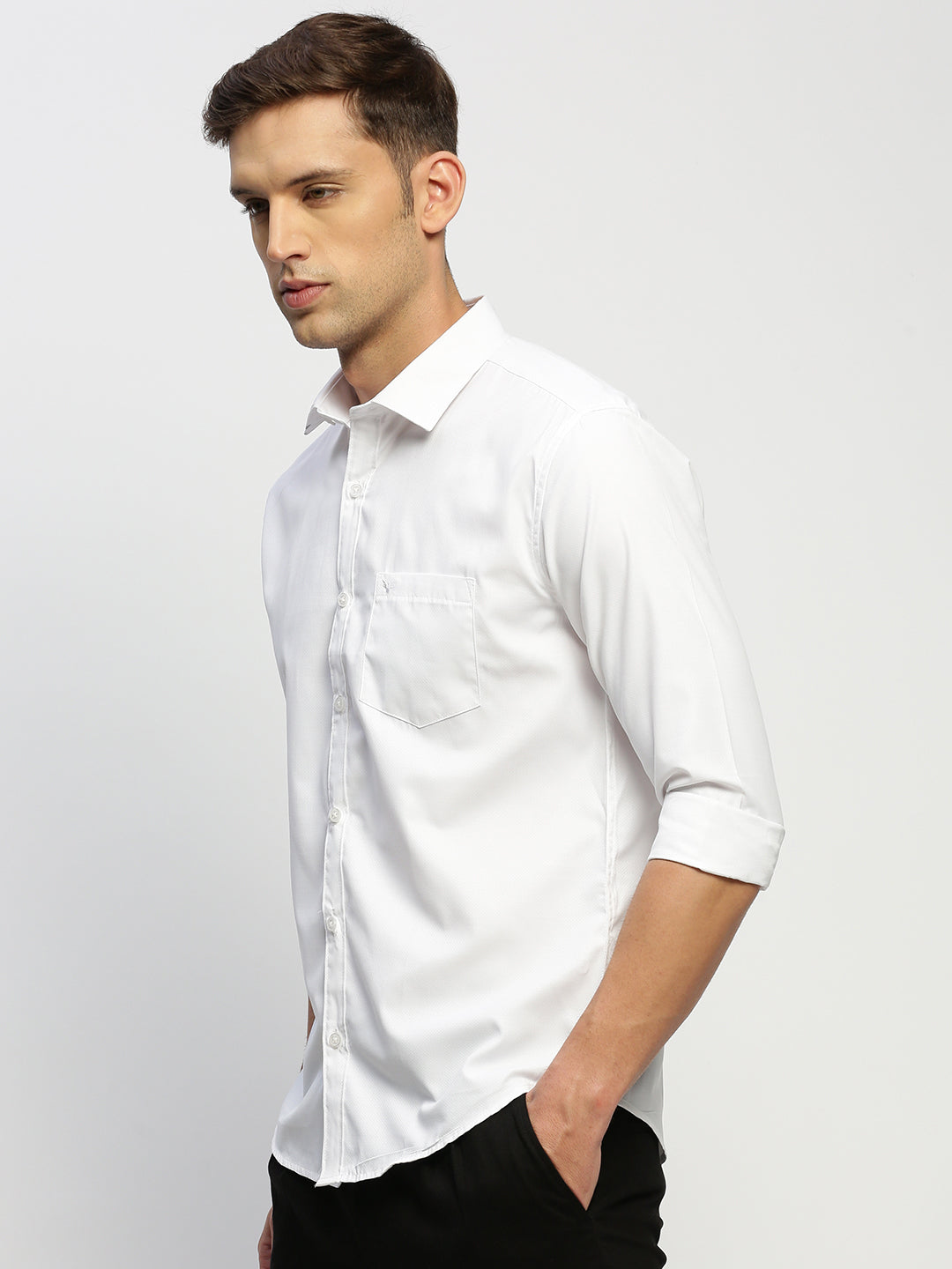 Men White Solid Shirt