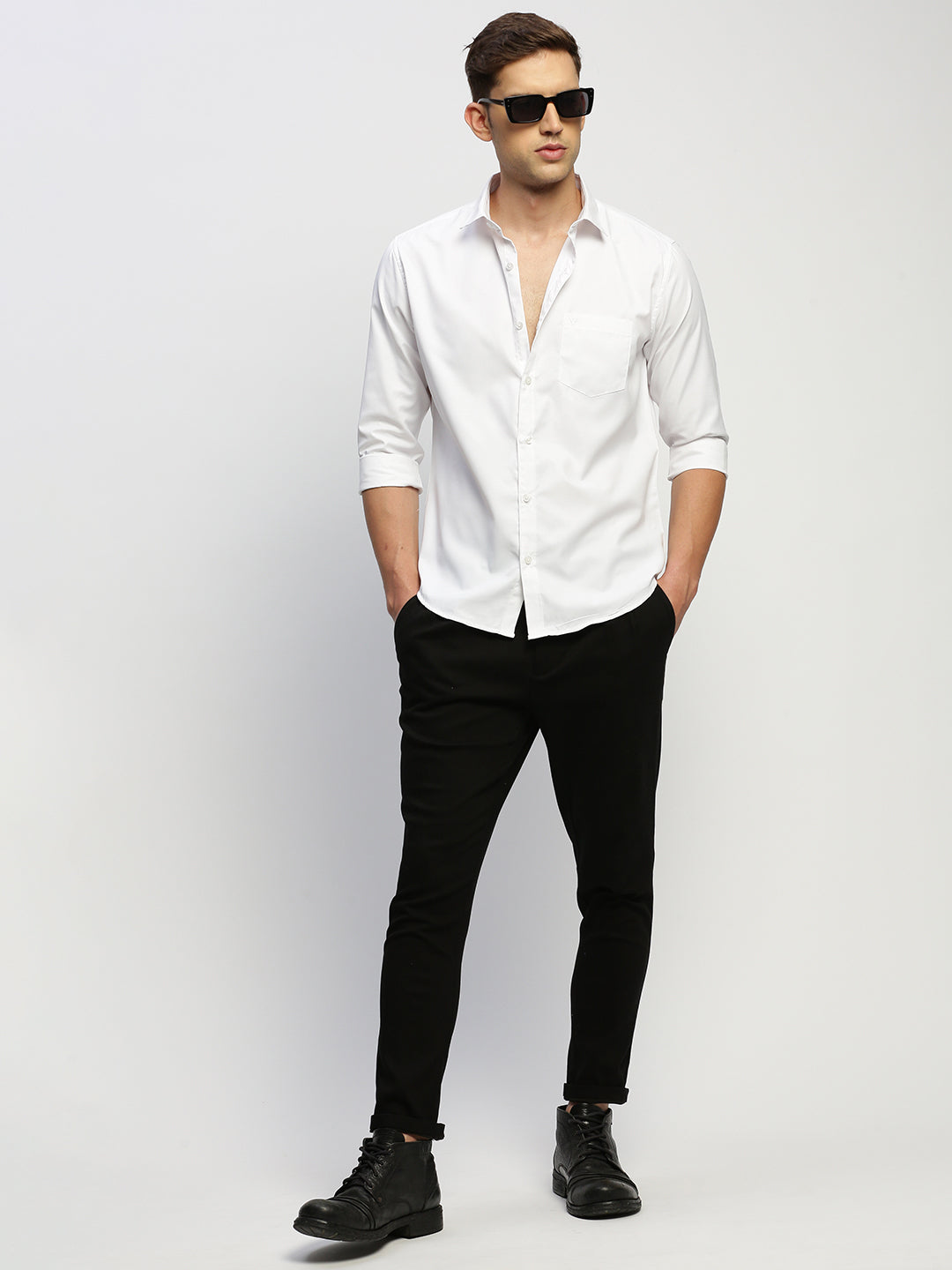 Men White Solid Shirt