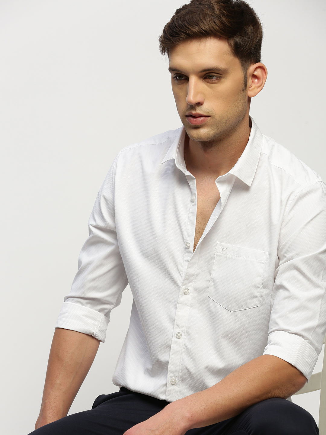 Men White Solid Shirt