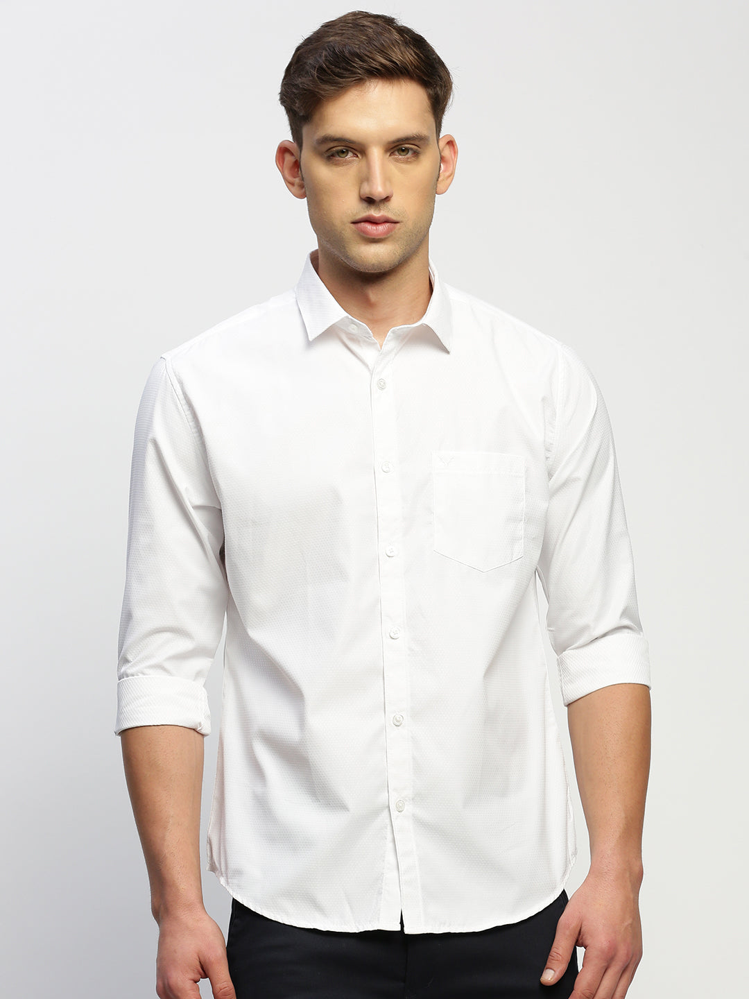 Men White Solid Shirt