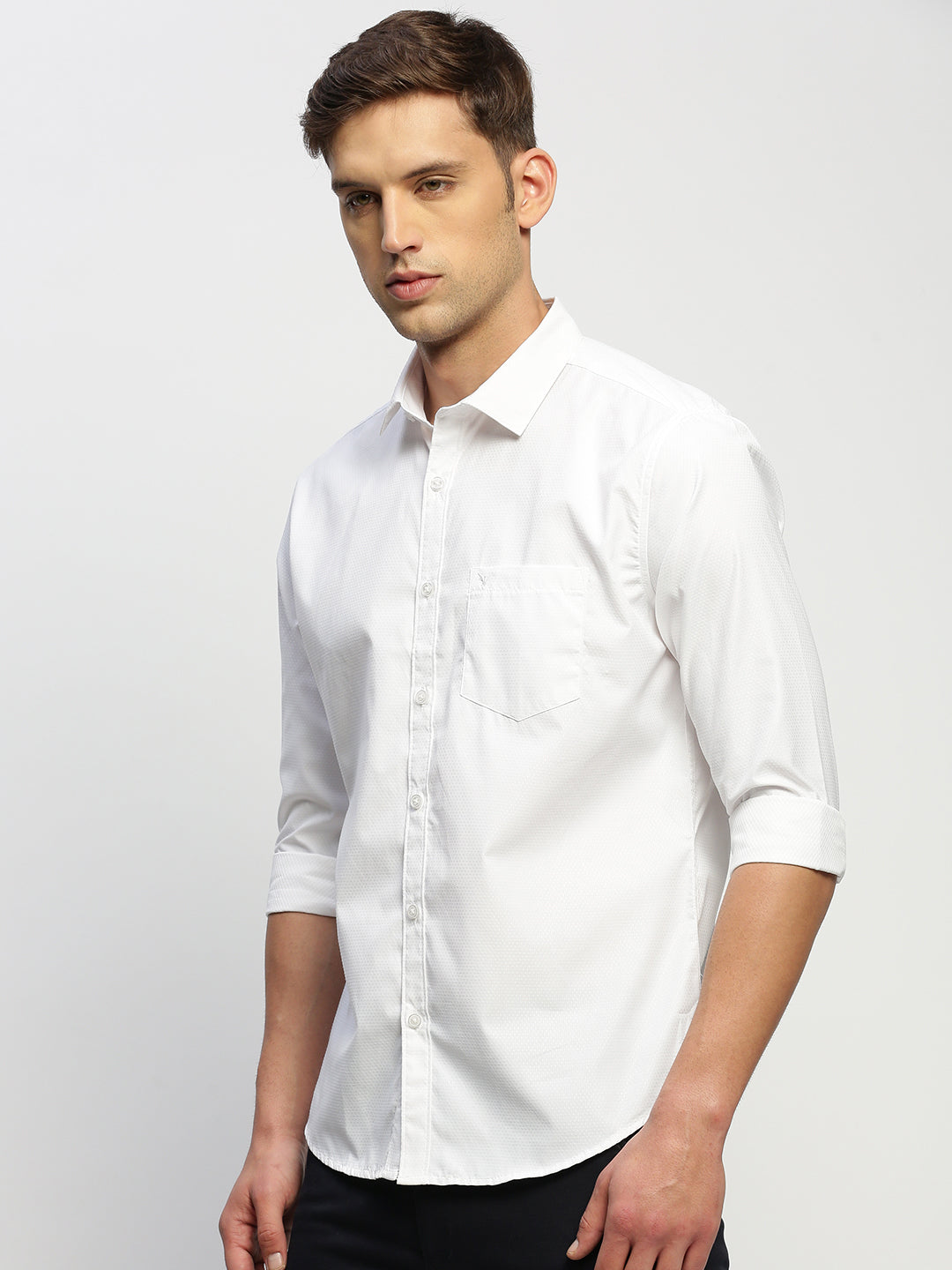 Men White Solid Shirt