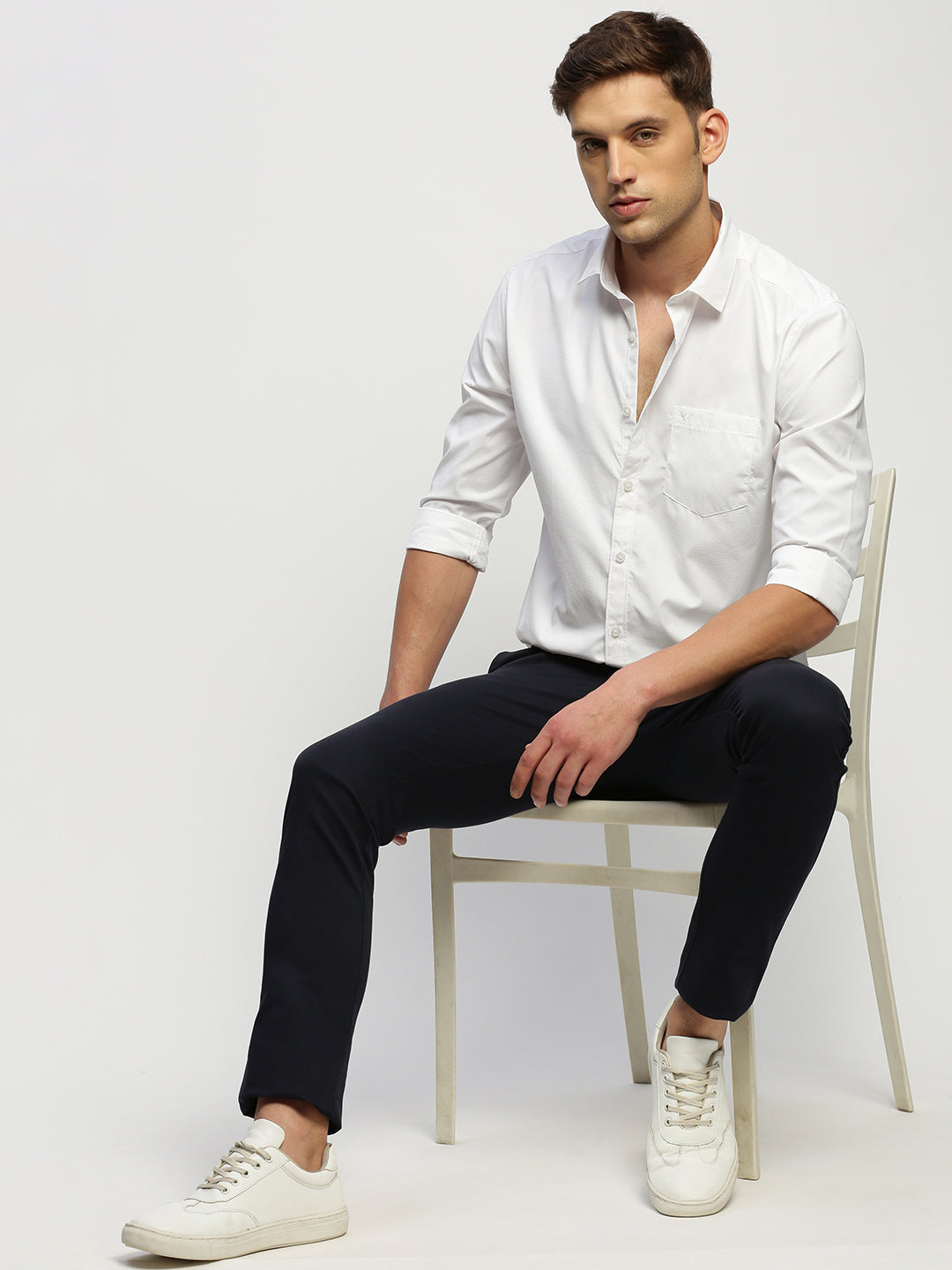 Men White Solid Shirt