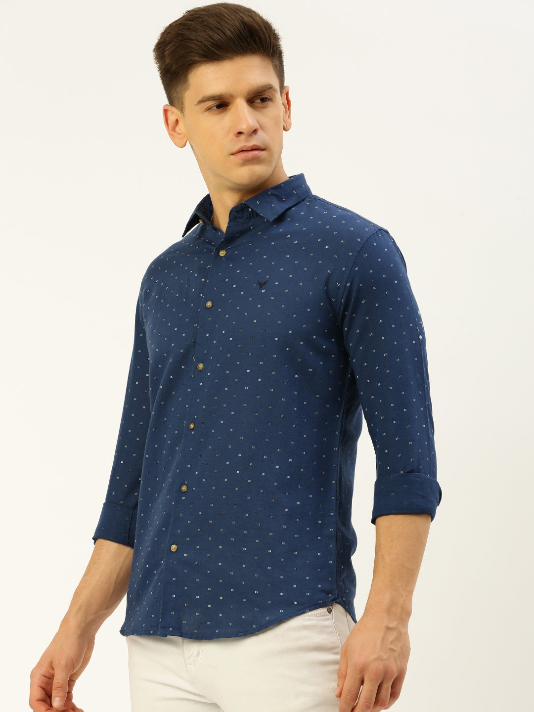 Men Navy Printed Casual Shirt