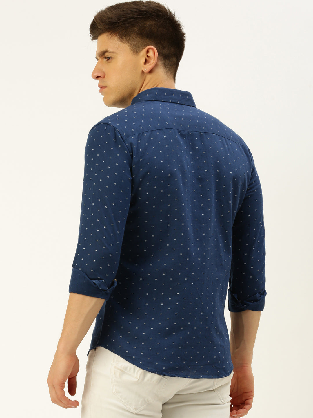 Men Navy Printed Casual Shirt