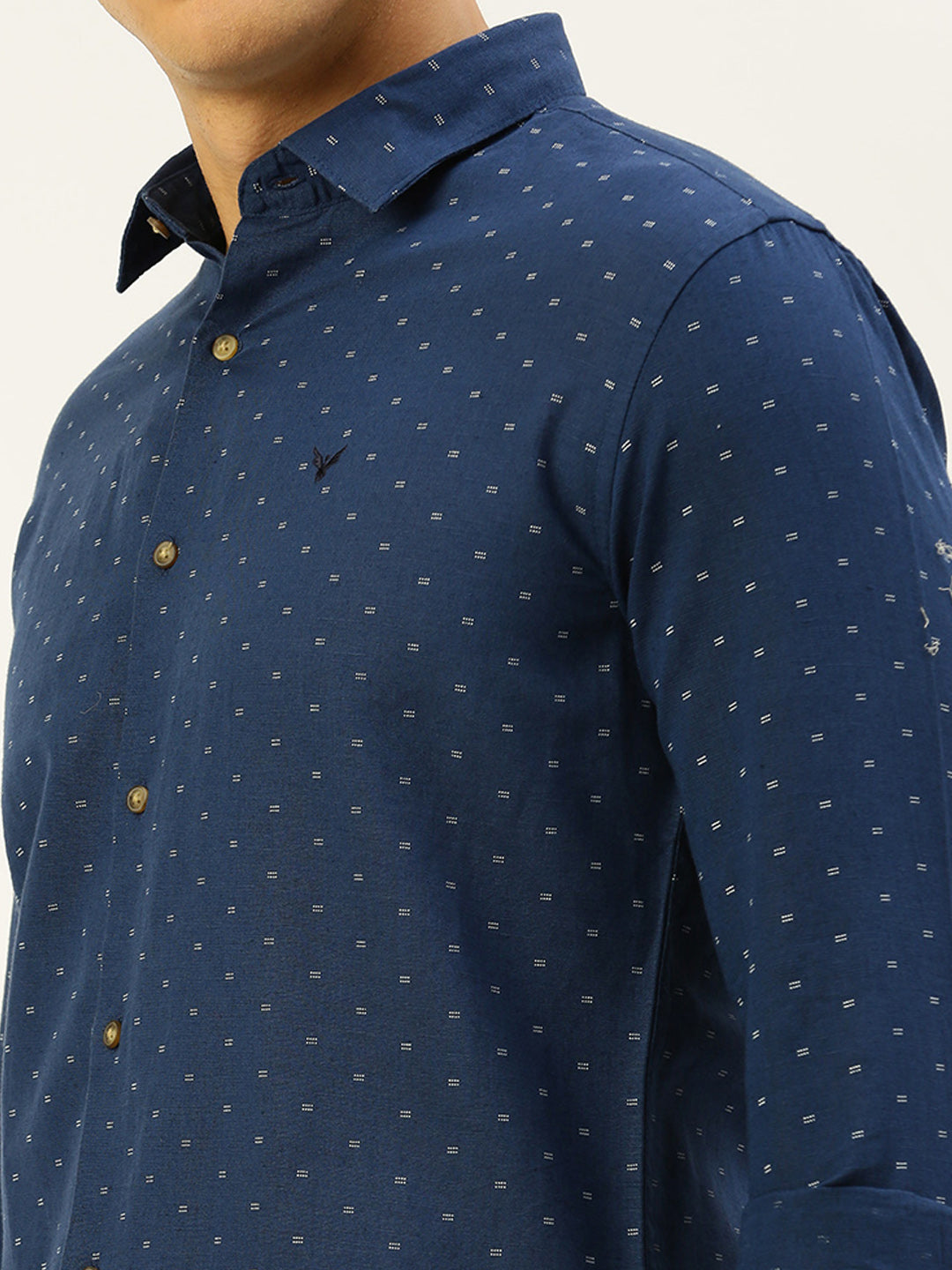 Men Navy Printed Casual Shirt