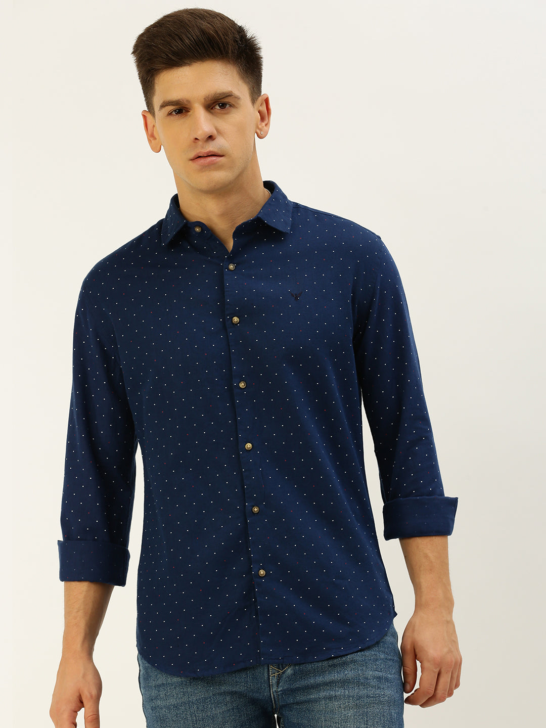 Men Navy Printed Casual Shirt