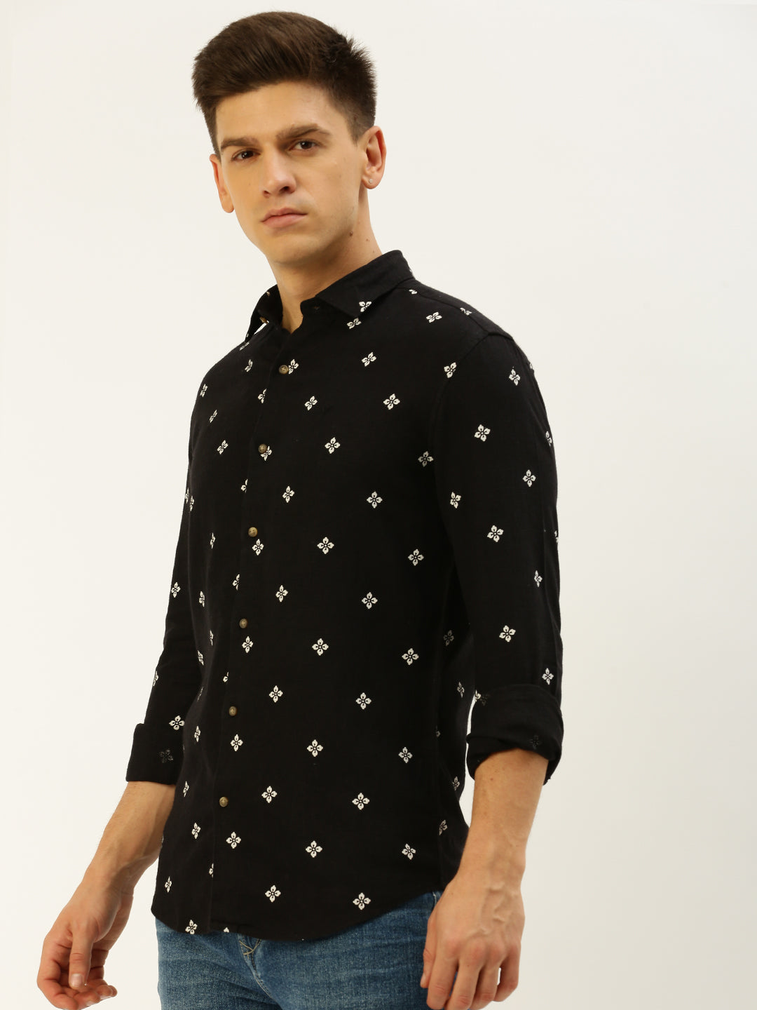 Men Black Printed Casual Shirt