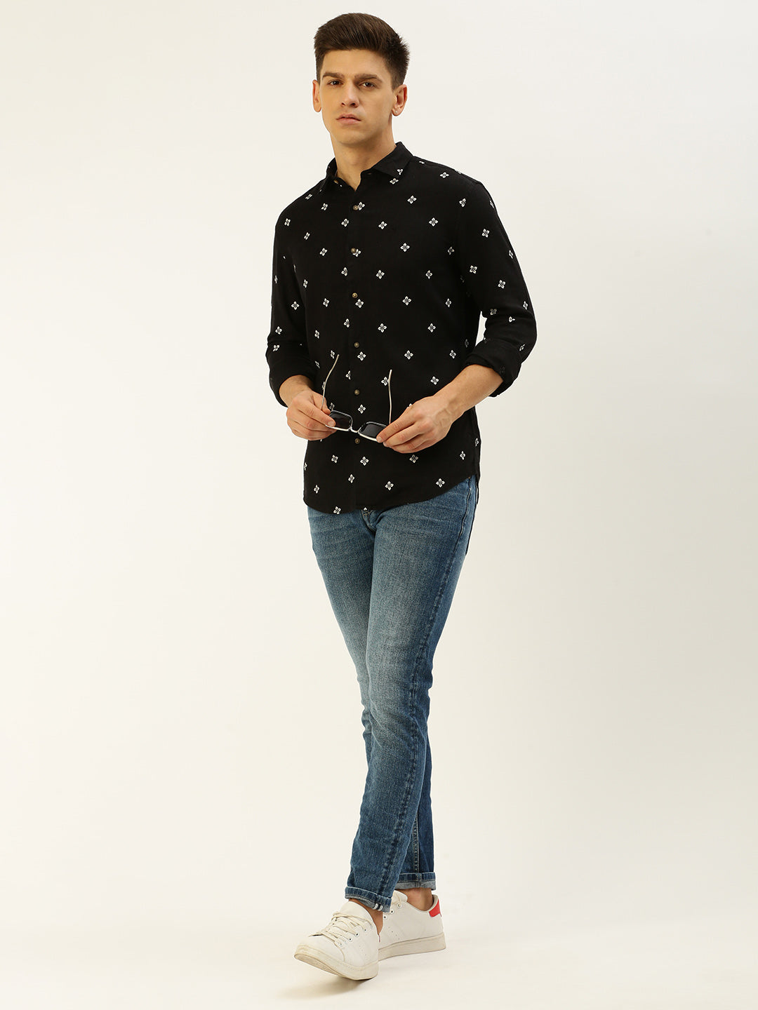 Men Black Printed Casual Shirt