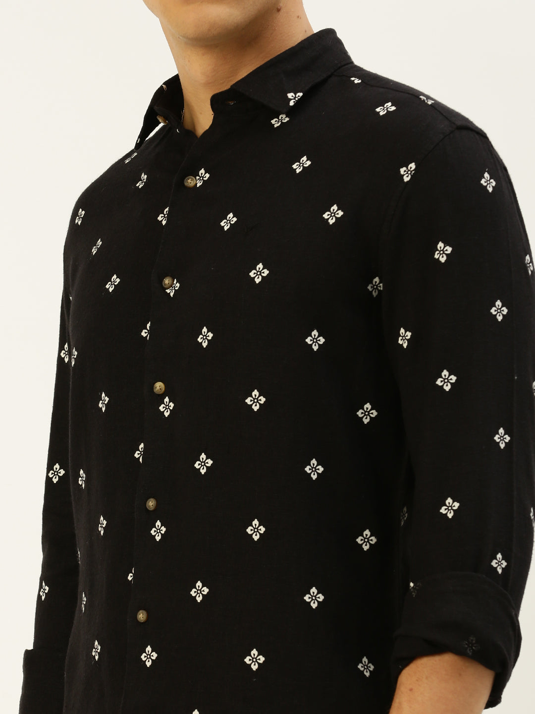 Men Black Printed Casual Shirt