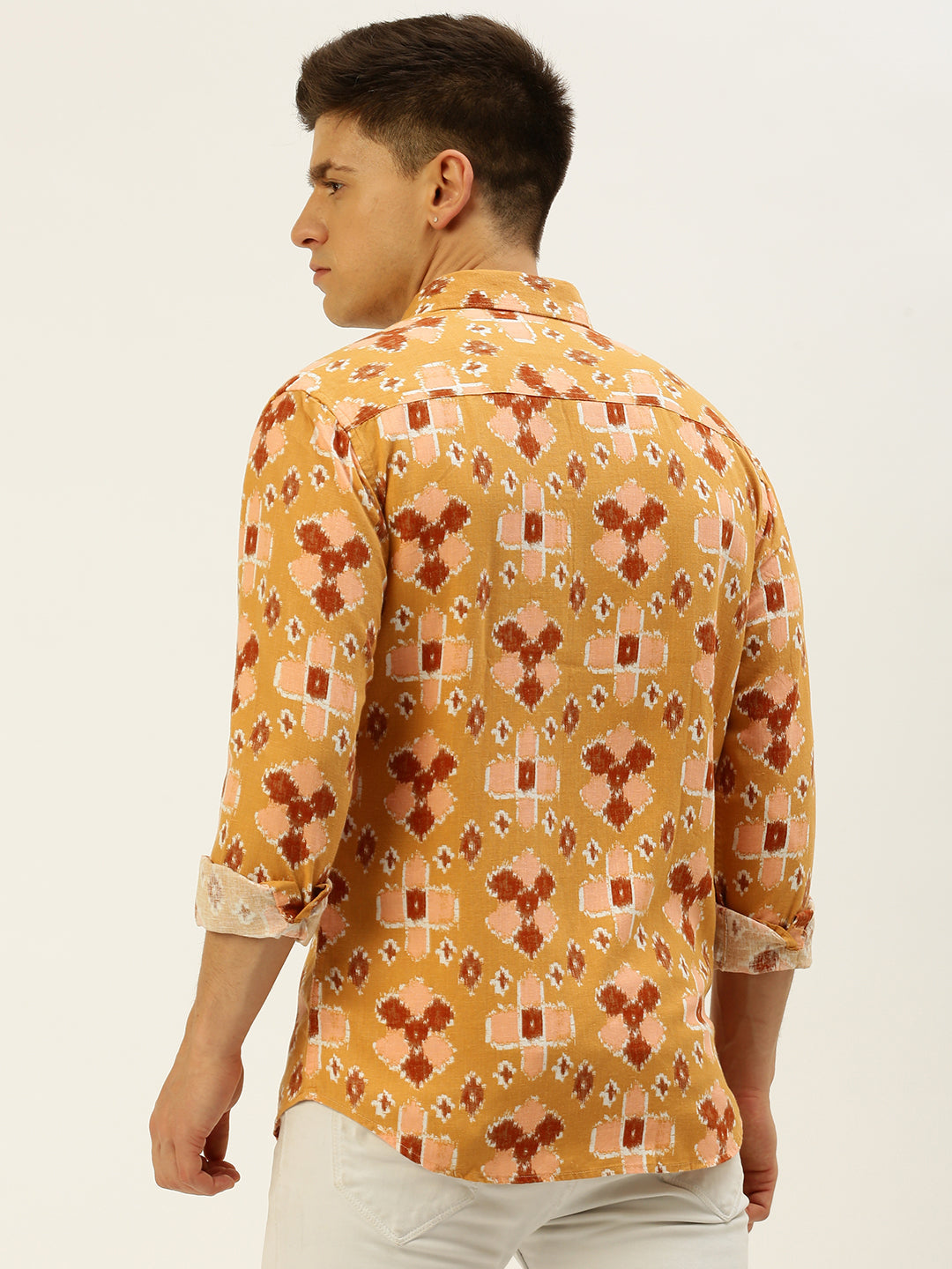 Men Yellow Printed Casual Shirt