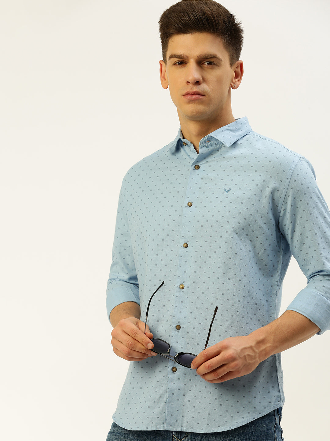 Men Blue Printed Casual Shirt