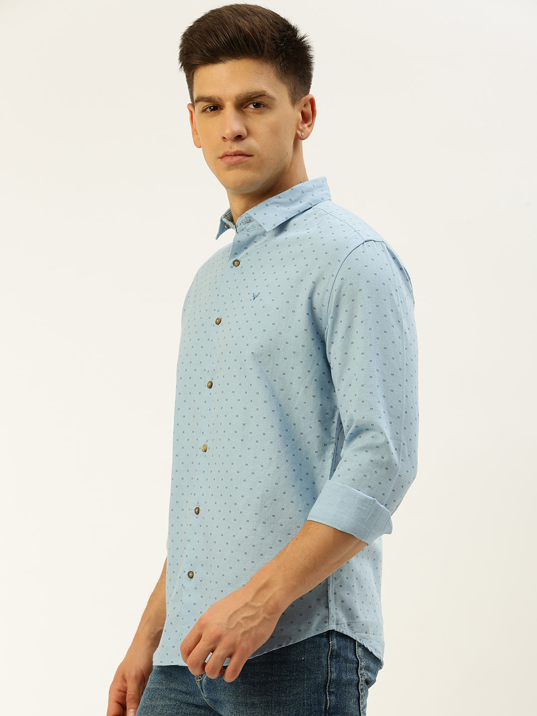 Men Blue Printed Casual Shirt