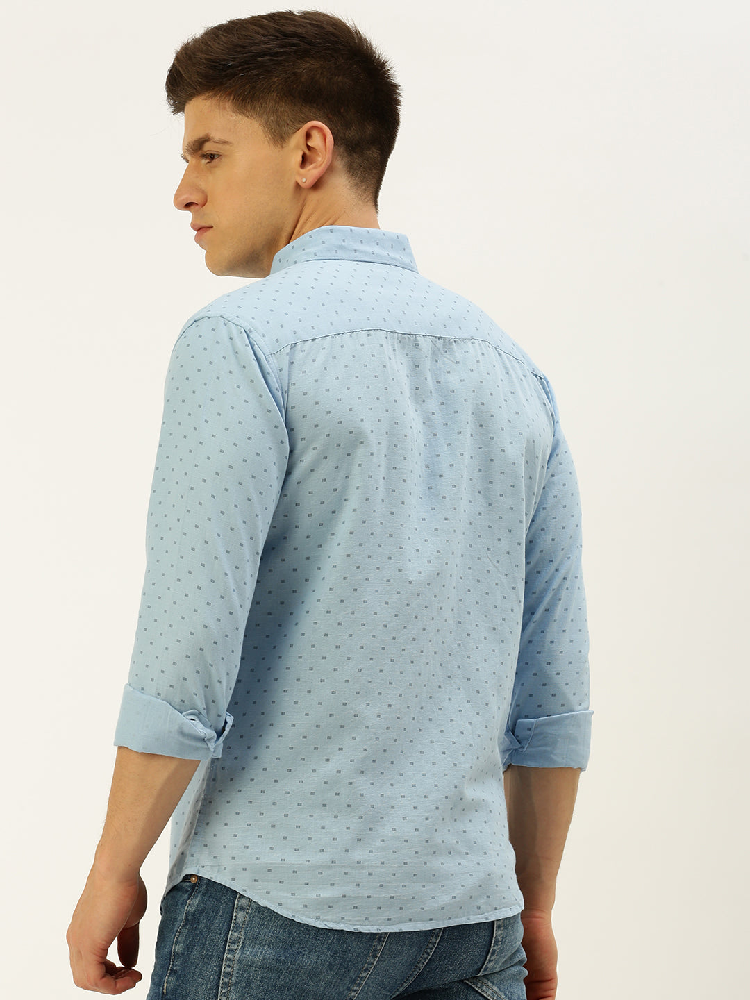 Men Blue Printed Casual Shirt