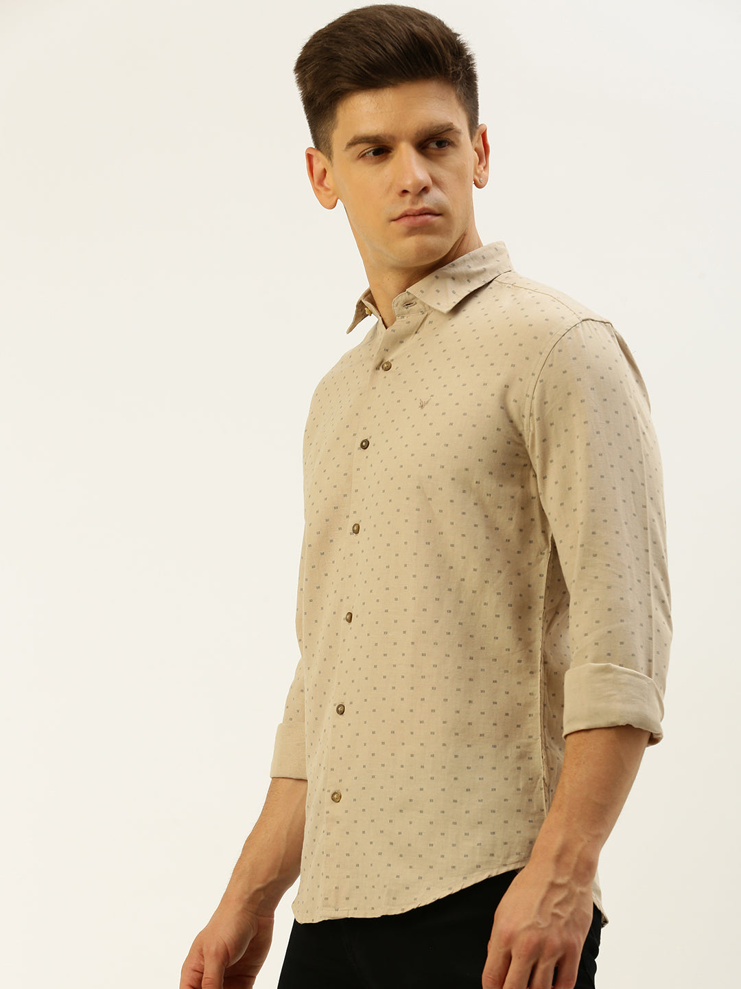 Men Beige Printed Casual Shirt