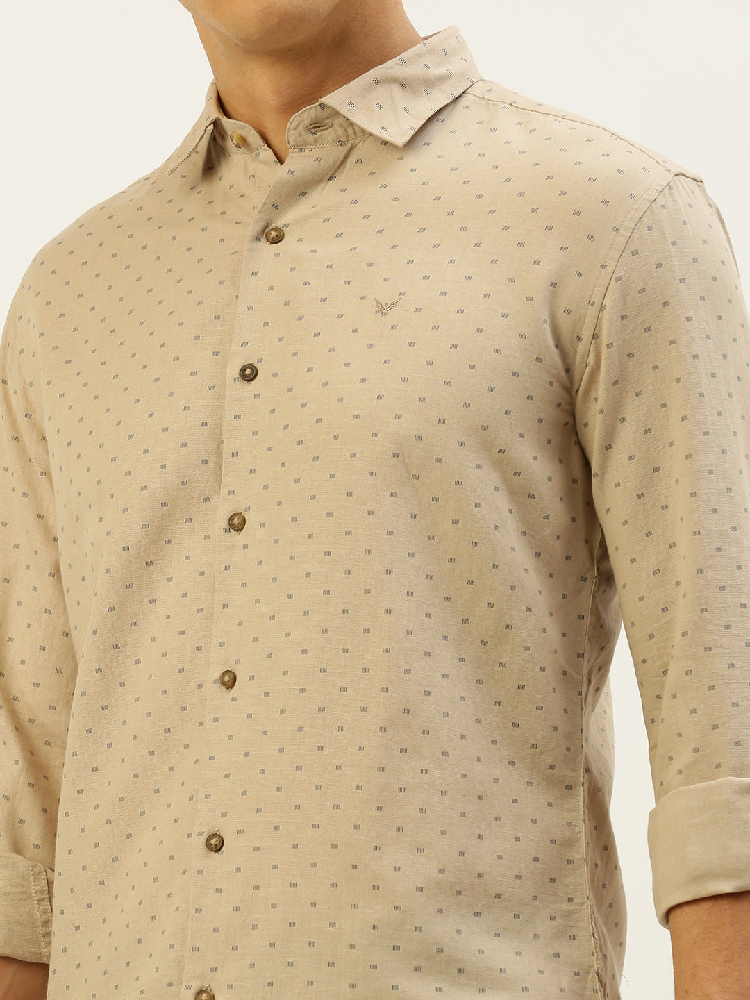 Men Beige Printed Casual Shirt