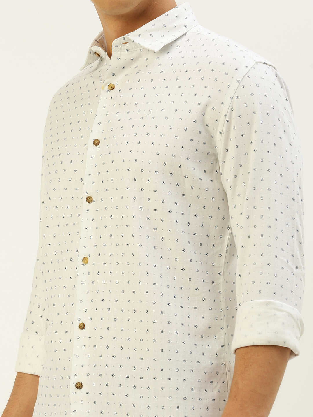 Men White Printed Casual Shirt