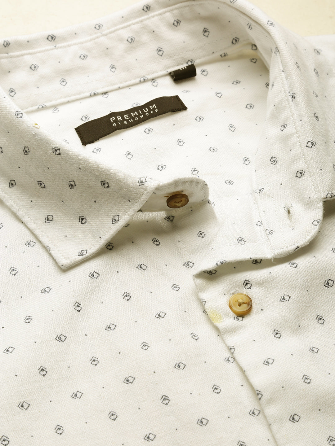 Men White Printed Casual Shirt