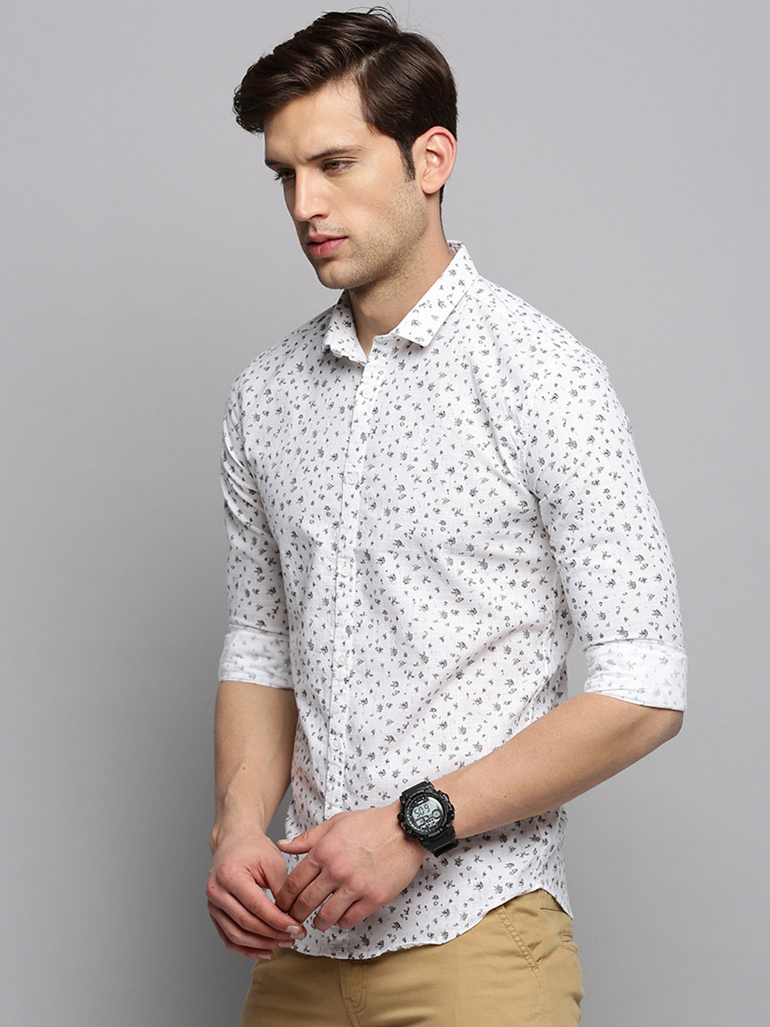 Men White Printed Casual Shirt