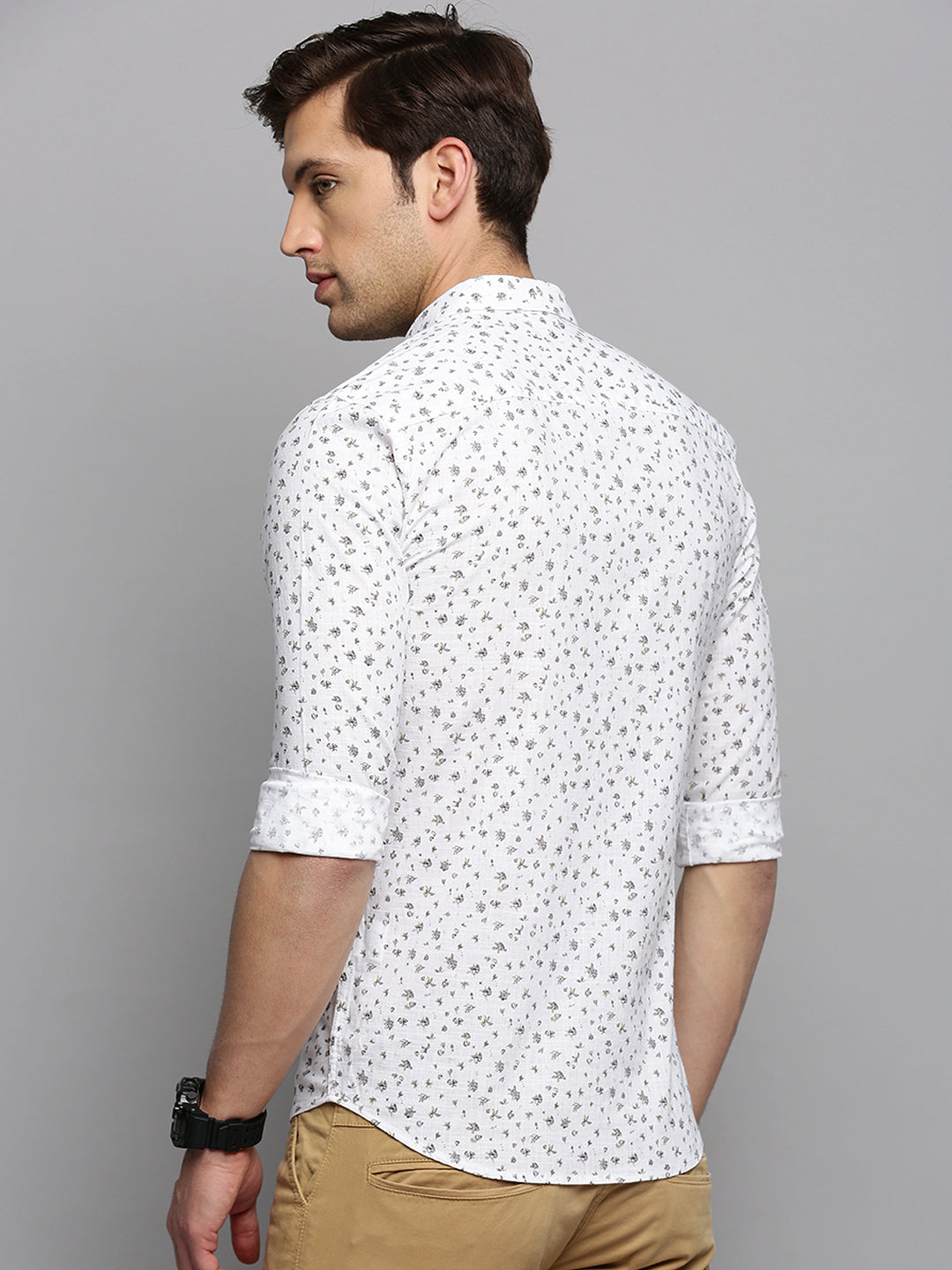 Men White Printed Casual Shirt