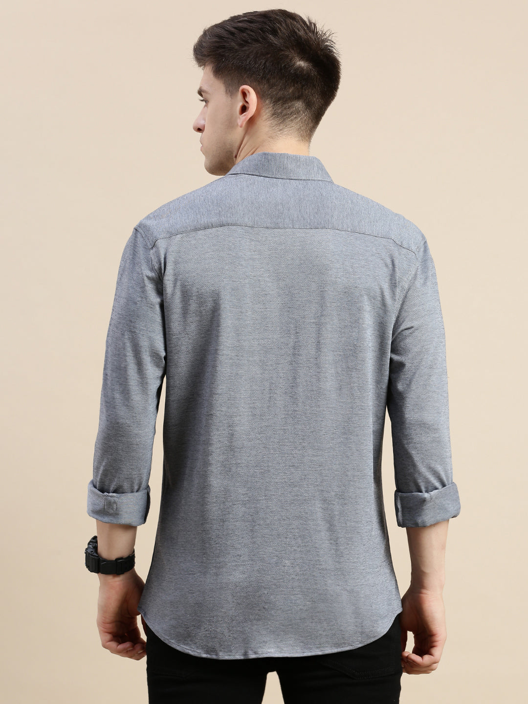 Men Grey Solid Casual Shirt