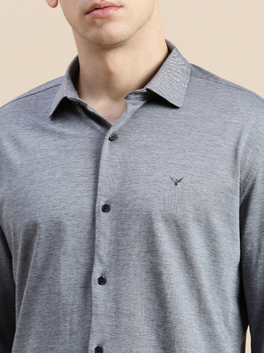 Men Grey Solid Casual Shirt