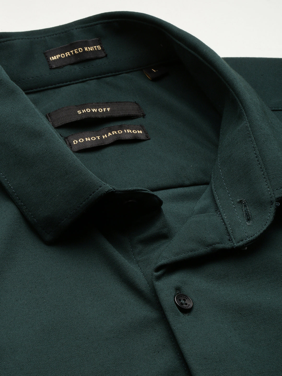 Men Green Solid Casual Shirt