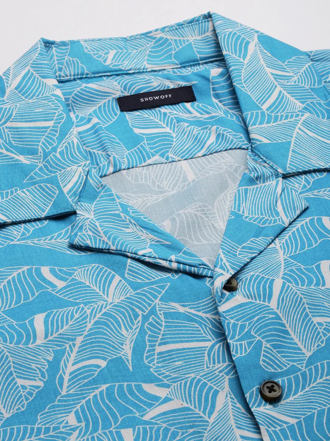 Men's Blue Comfort Floral Printed Casual Shirt