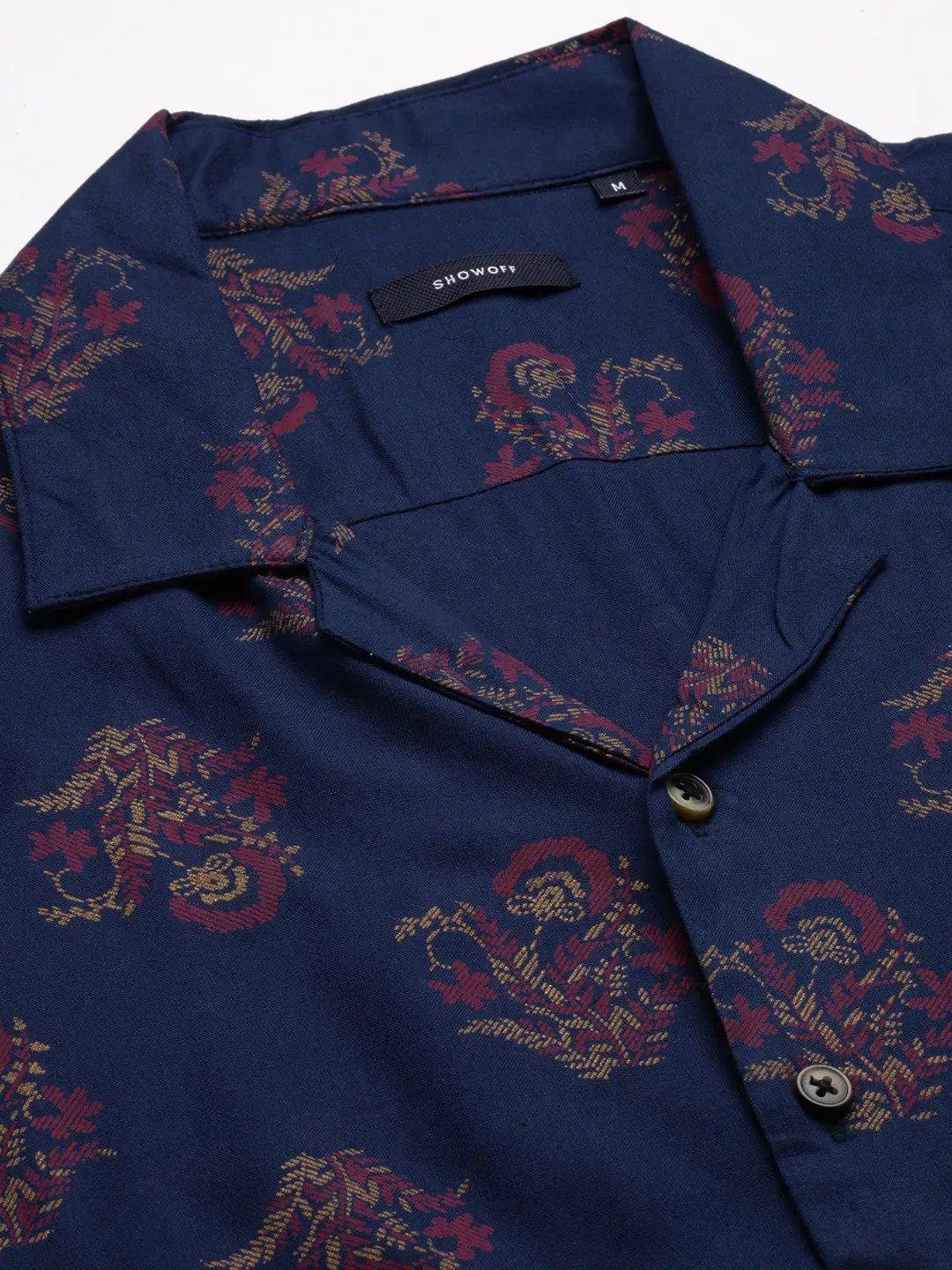 Men's Navy Blue Comfort Ethnic Printed Casual Shirt