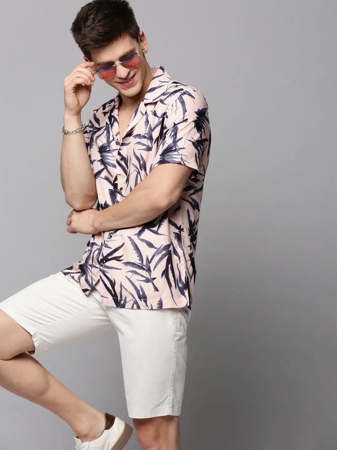 Men's Pink Printed Casual Shirt