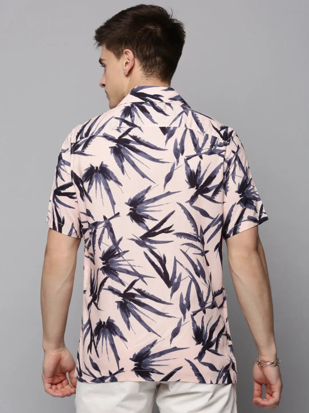 Men's Pink Printed Casual Shirt