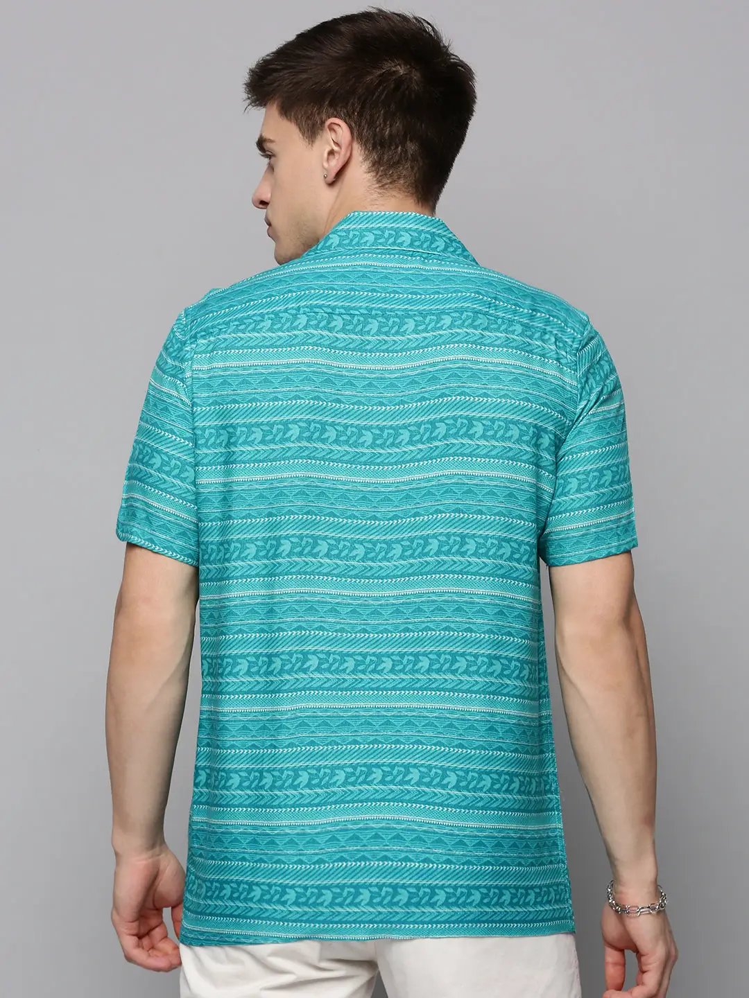 Men's Blue Printed Casual Shirt