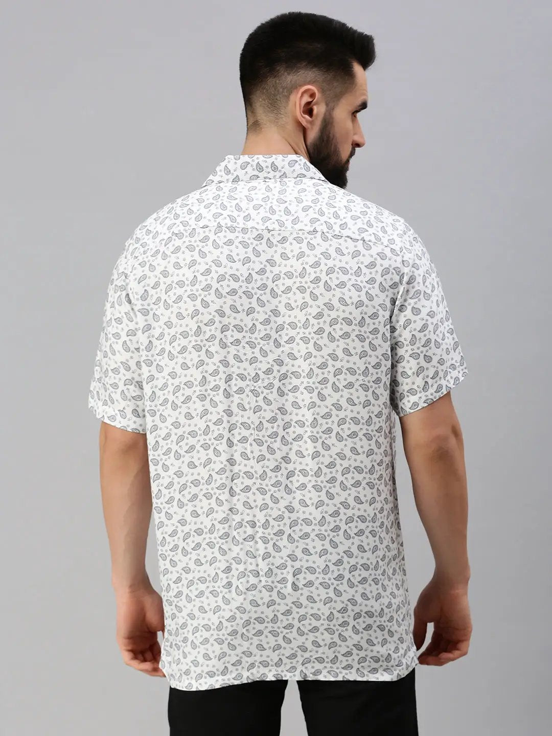 Men's White Printed Casual Shirt