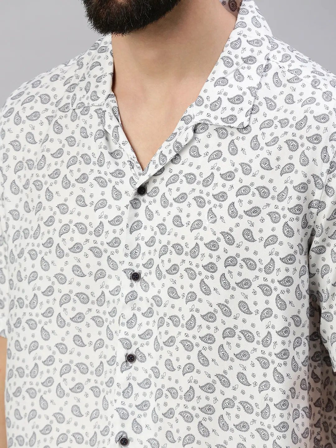 Men's White Printed Casual Shirt