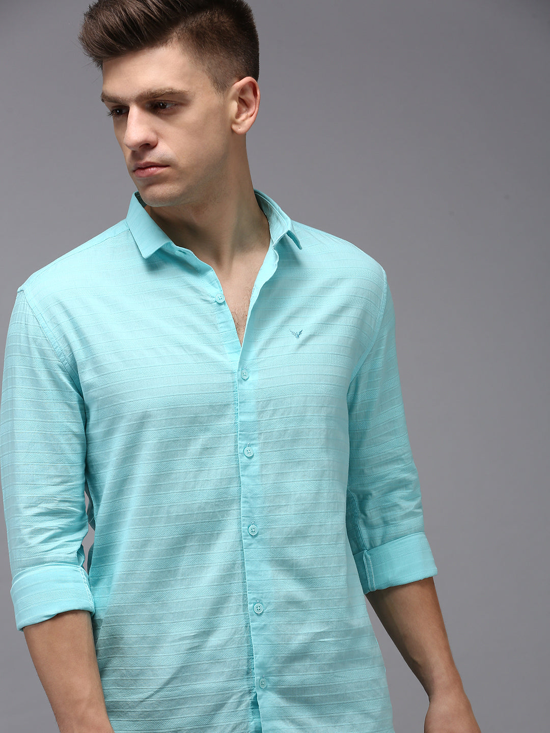Men's Blue Solid Casual Shirt