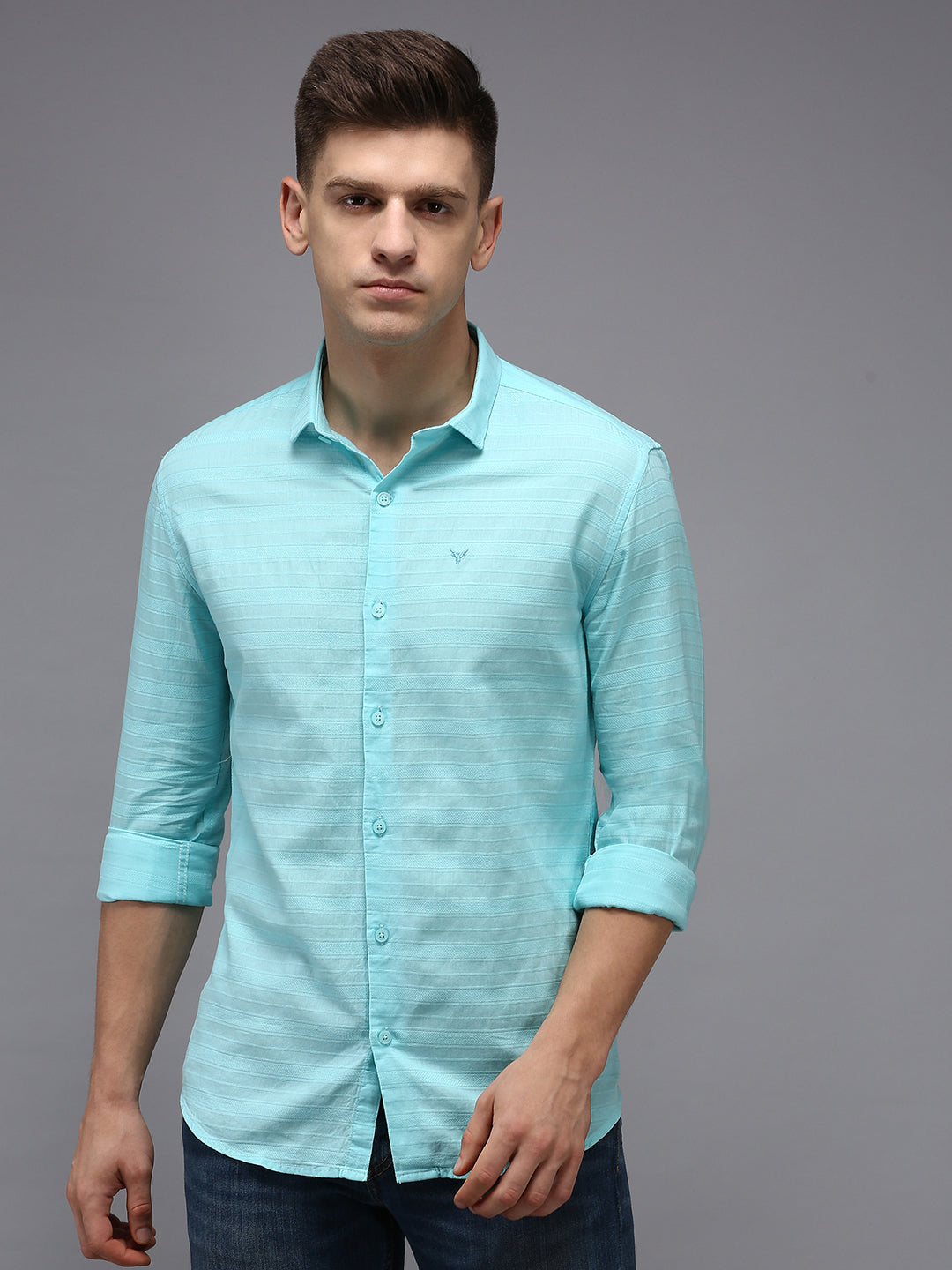 Men's Blue Solid Casual Shirt