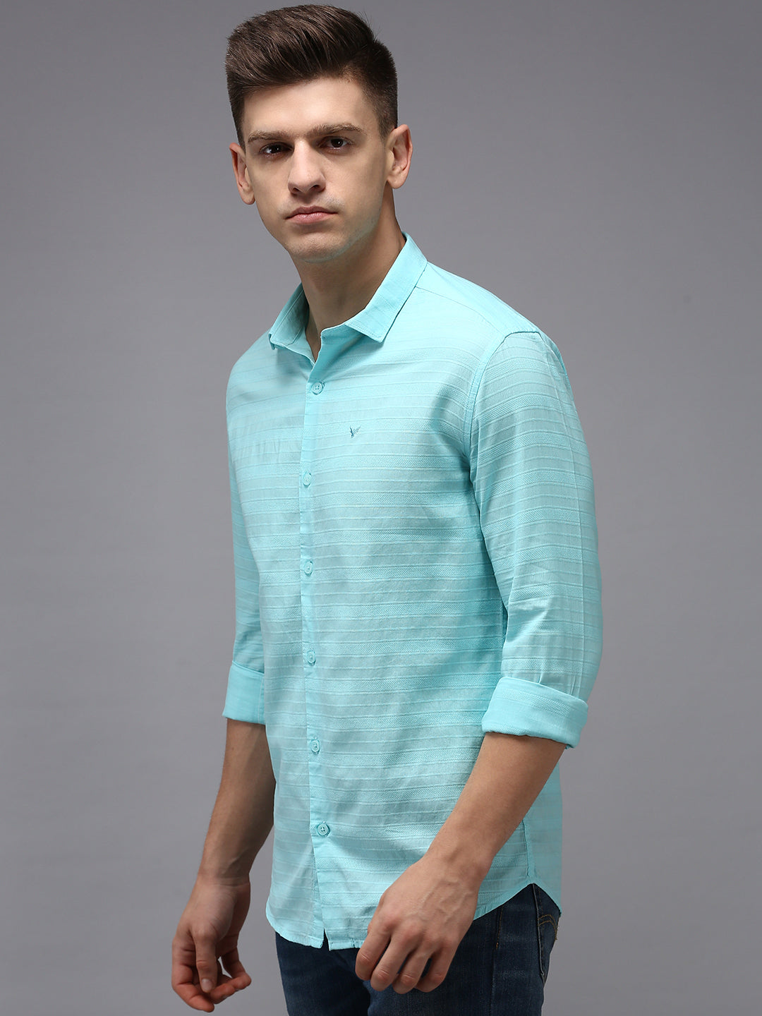 Men's Blue Solid Casual Shirt