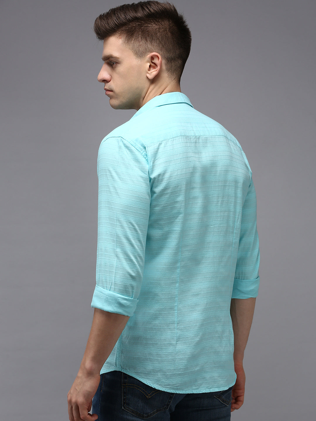 Men's Blue Solid Casual Shirt