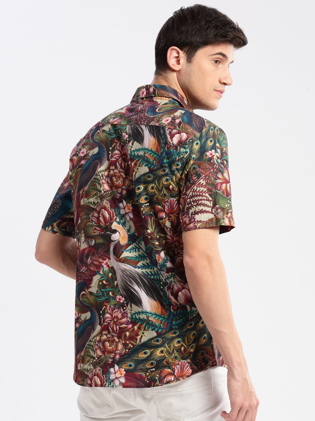 Men's Multi Smart Slim Fit Floral Printed Cotton Shirt