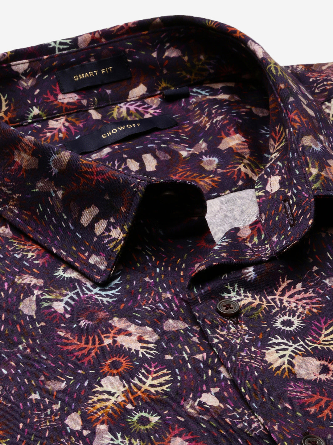 Men's Purple Smart Floral Printed Slim Fit Cotton Shirt