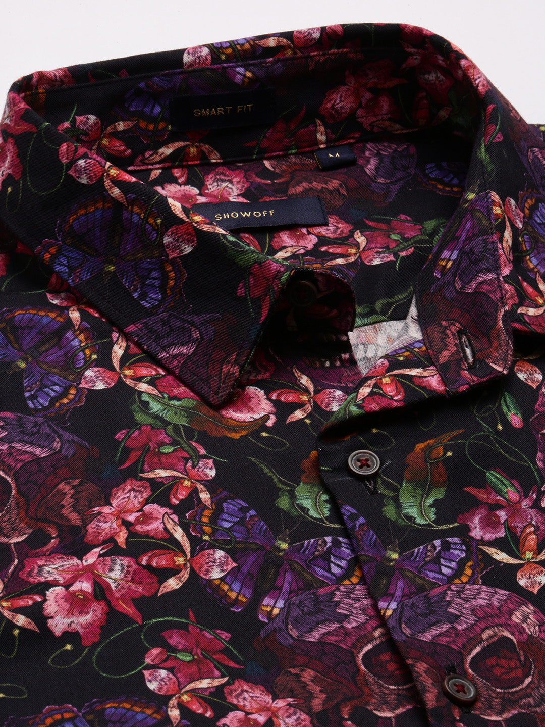 Men's Pink Smart Slim Fit Floral Printed Cotton Casual Shirt