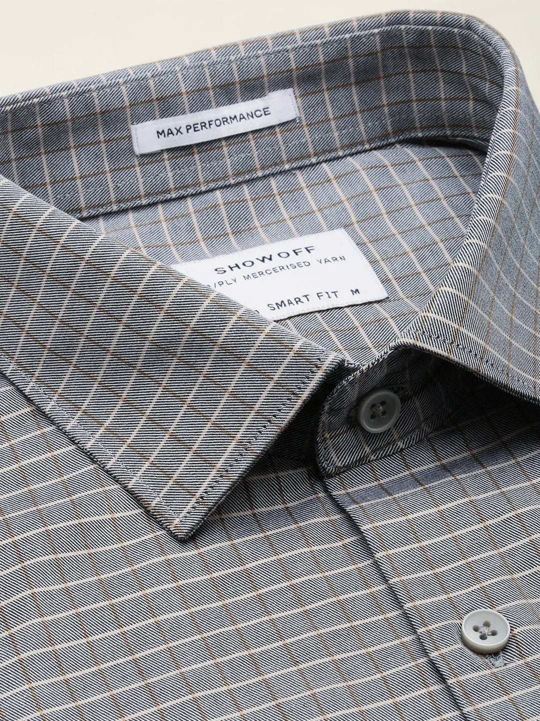 Men's Grey Checked Formal Shirt
