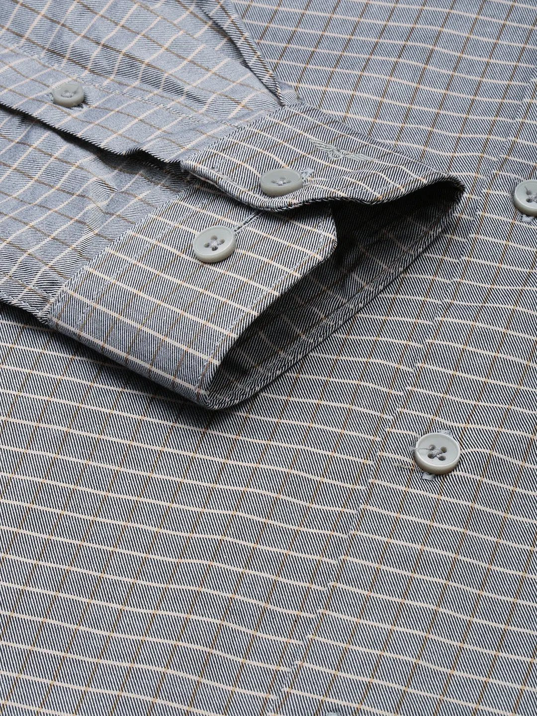 Men's Grey Checked Formal Shirt