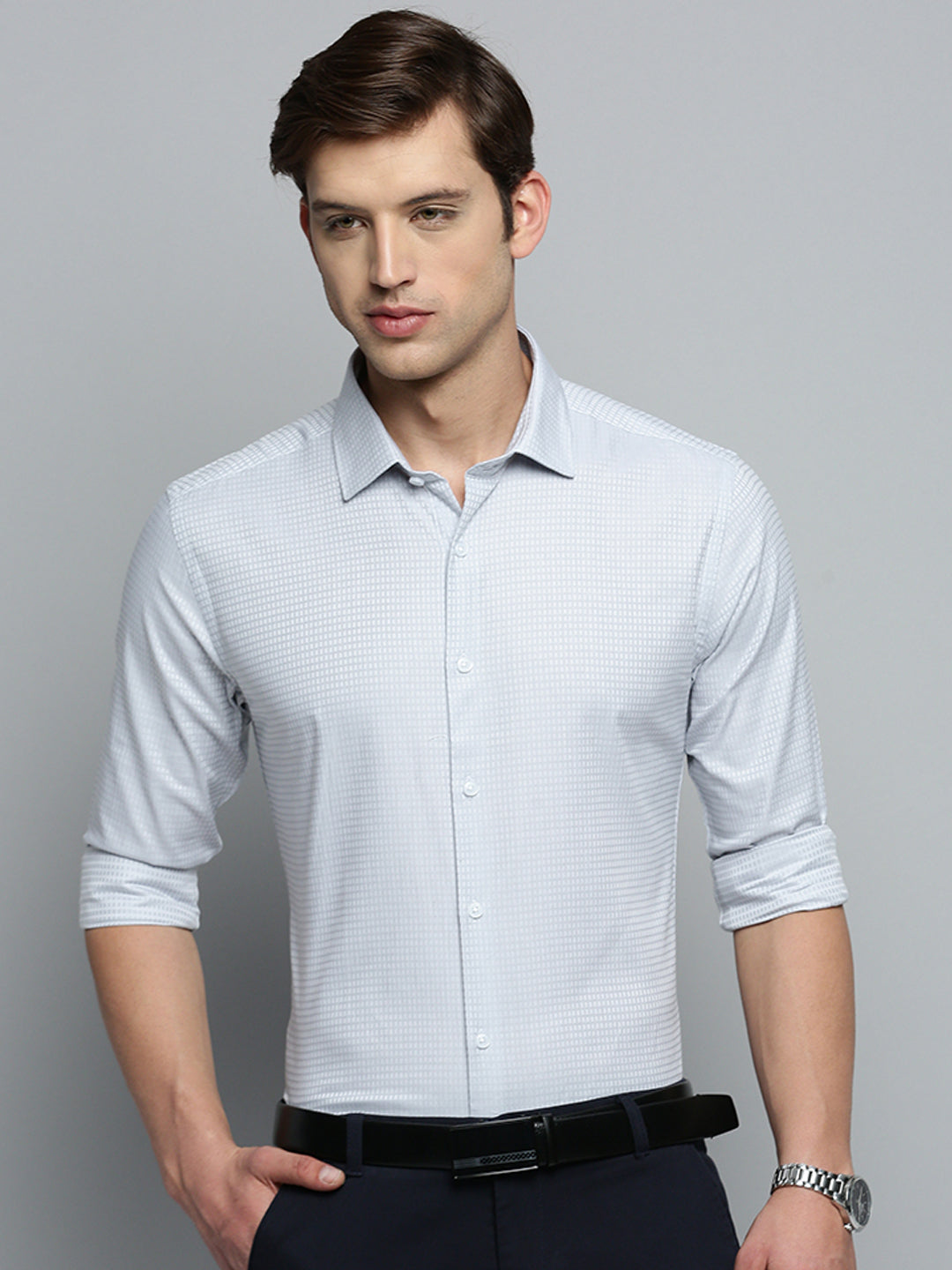 Men White Solid Formal Shirt