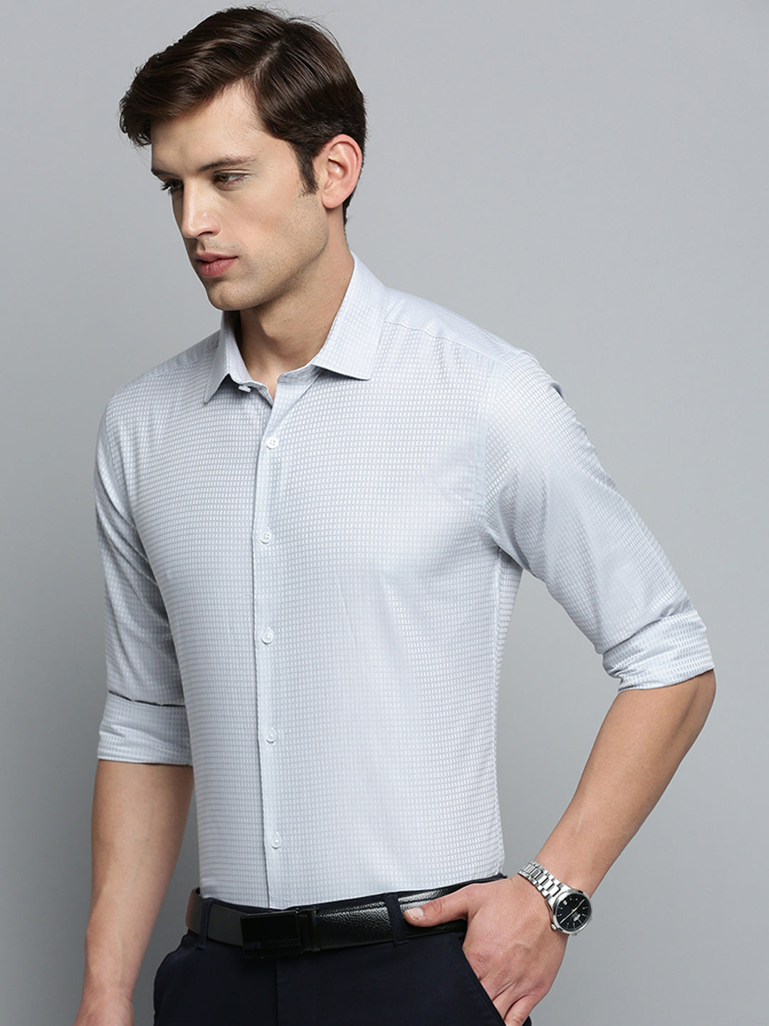 Men White Solid Formal Shirt