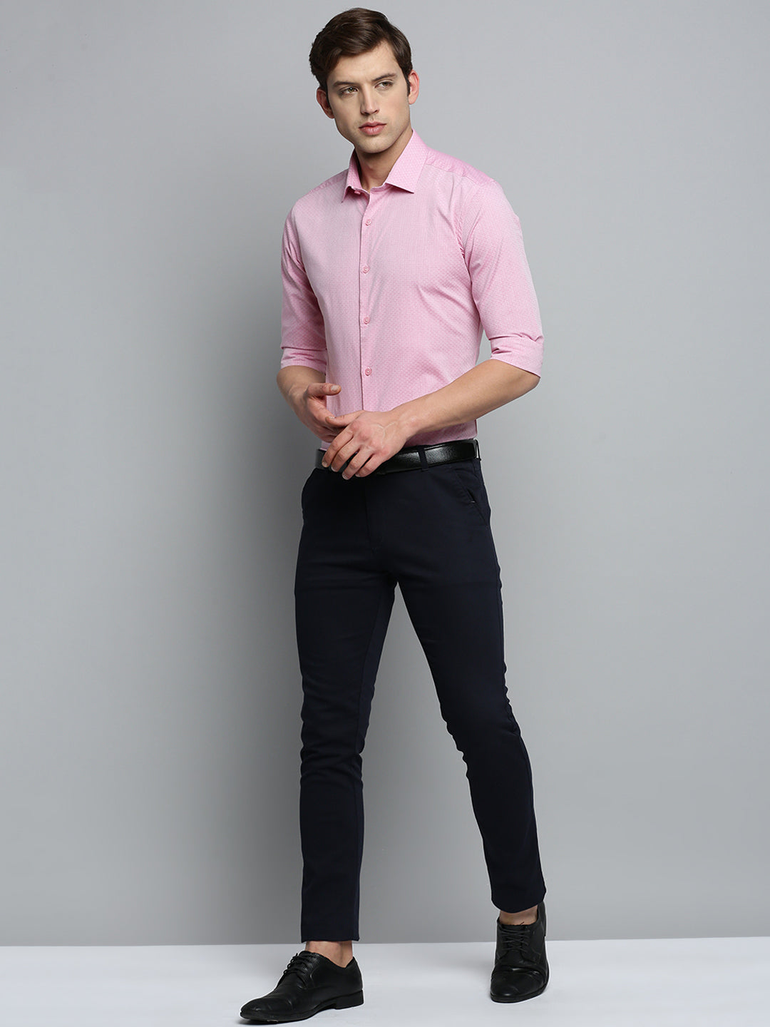 Men Pink Textured Formal Shirt