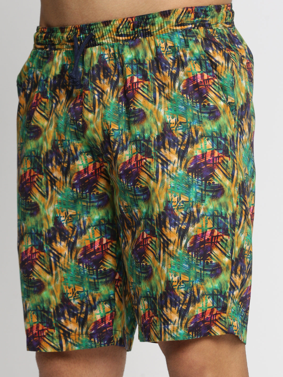 Men Green Cuban Collar Printed Over Sized Co-ords Set