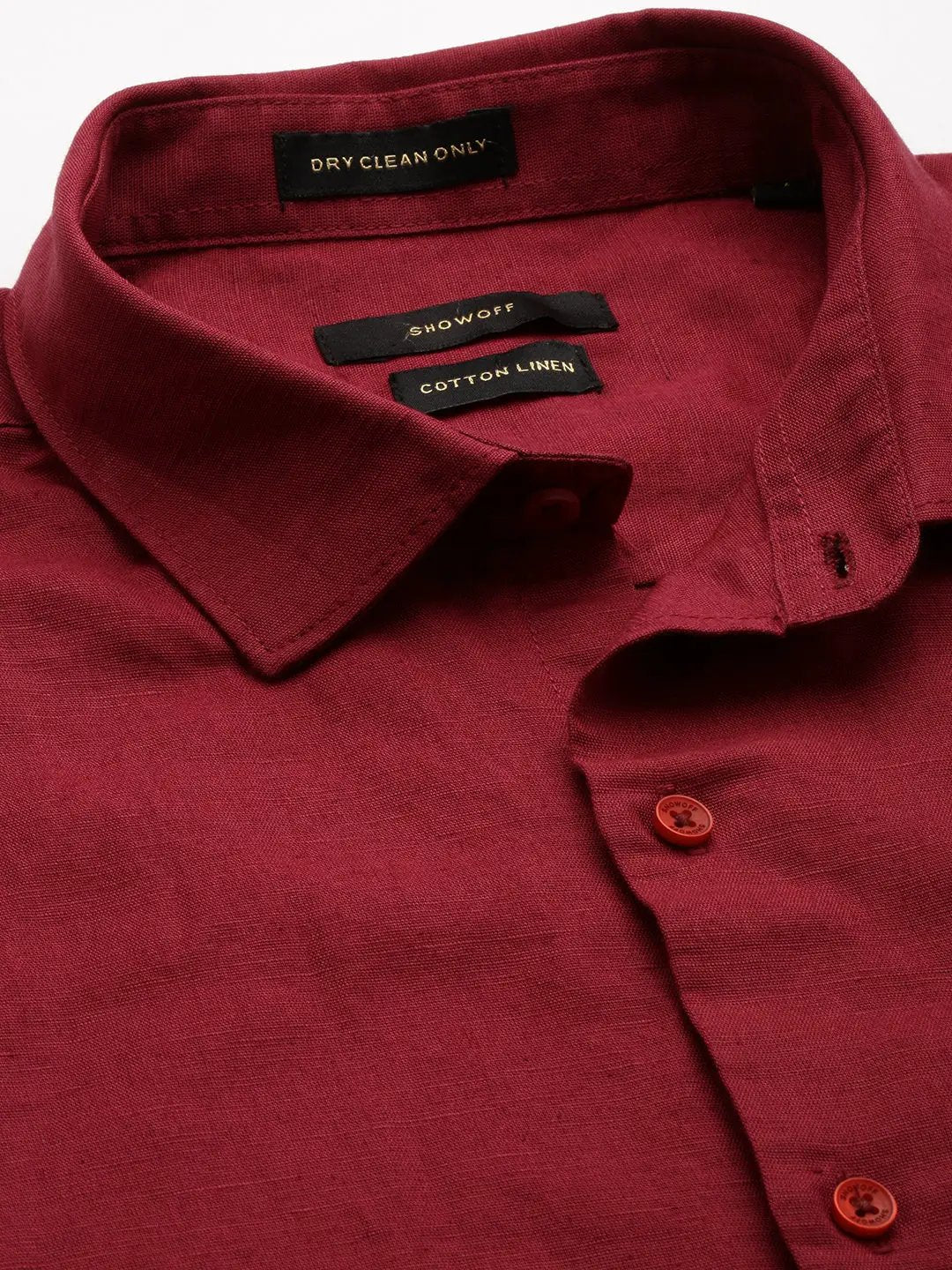 Men's Maroon Comfort Casual Linen Shirt