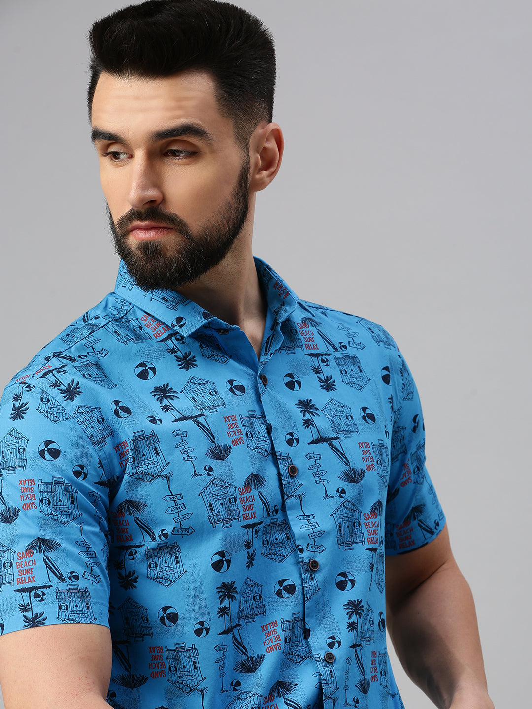 Men Blue Solid Casual Shirt