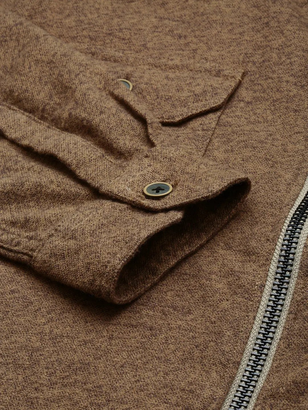 Men's Khaki Solid Casual Jacket