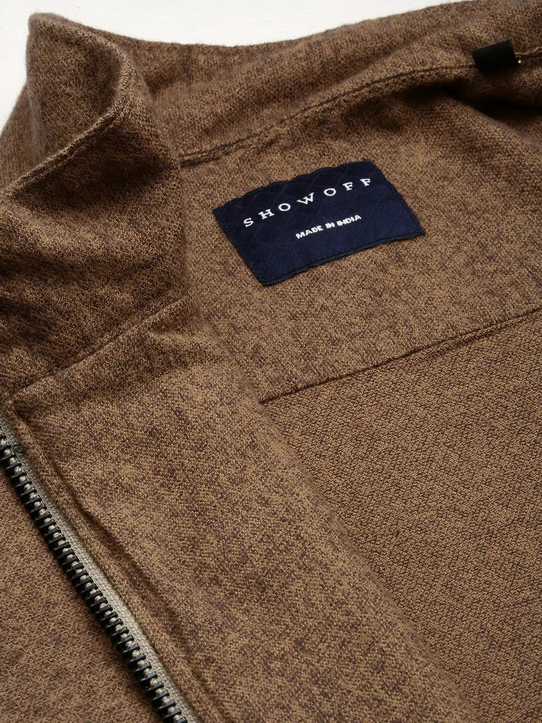 Men's Khaki Solid Casual Jacket